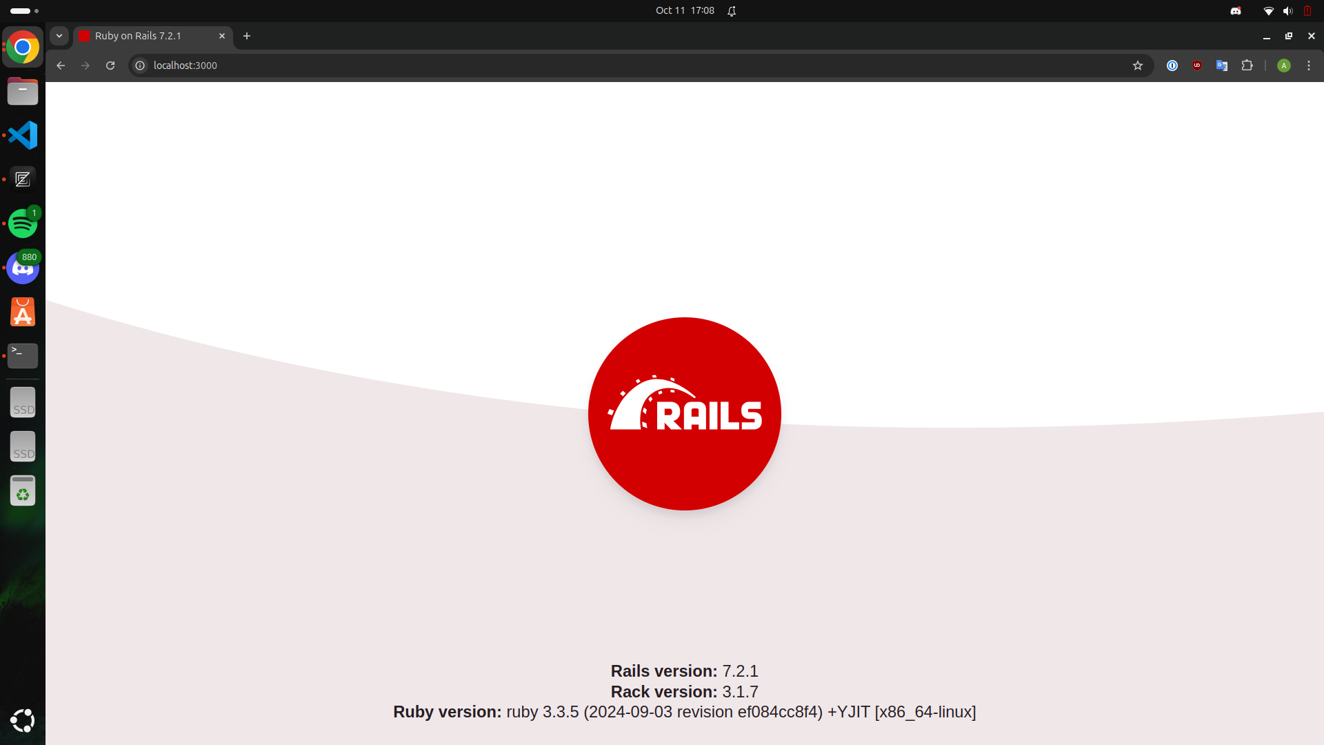 Rails hello world screen